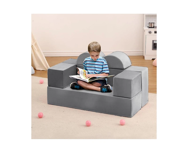 gaomon Kids Play Couch, 6Pcs Modular Kids Play Sofa for Playroom Bedroom, Kids Modular Couch Toddler Foam Sofa