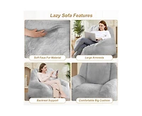 gaomon Giant Bean Bag Chair, Faux Fur Stuffed Bean Bag Couch with Filler, Bean Bag Chair for Adults, Big Lazy Sofa Floor Sofa with Handle