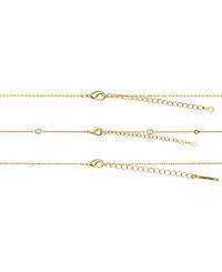 Unwritten Cubic Zirconia and Mother of Pearl Bow Layered Pendant Necklace Set