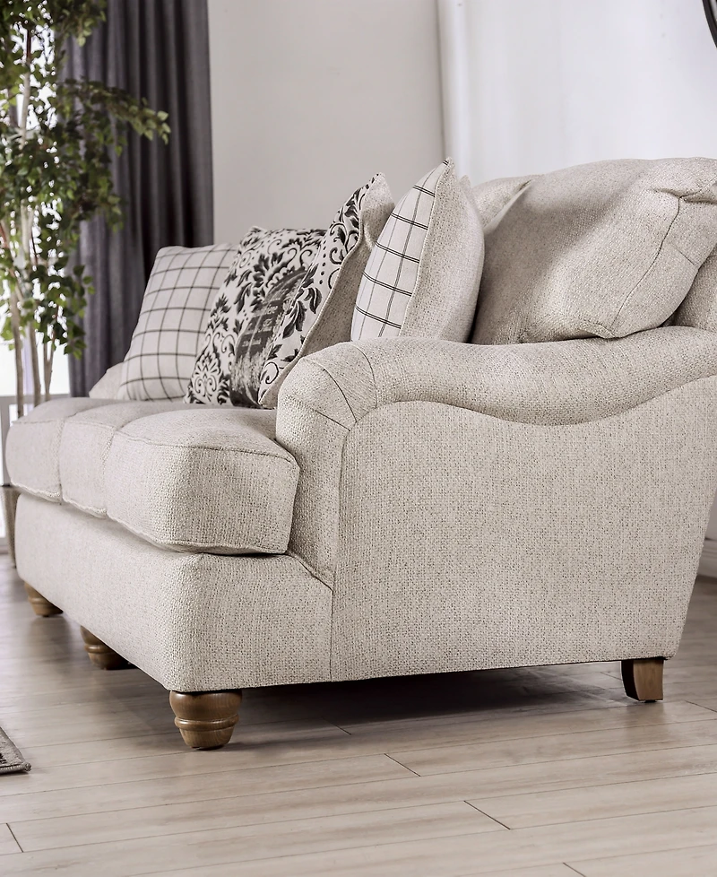 Furniture of America 93" Stacy Pleated Arm Sofa