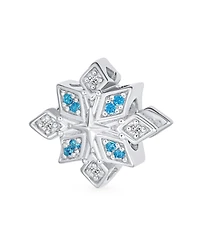 Bling Jewelry Aqua Ice Blue Snowflake Christmas Charm Bead with Crystals Bracelet