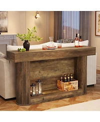 Tribesigns 63" Console Table for Entryway, Farmhouse 2-Tier Wood Entry Hallway Table with Storage, Narrow Long Sofa Table Behind Couch