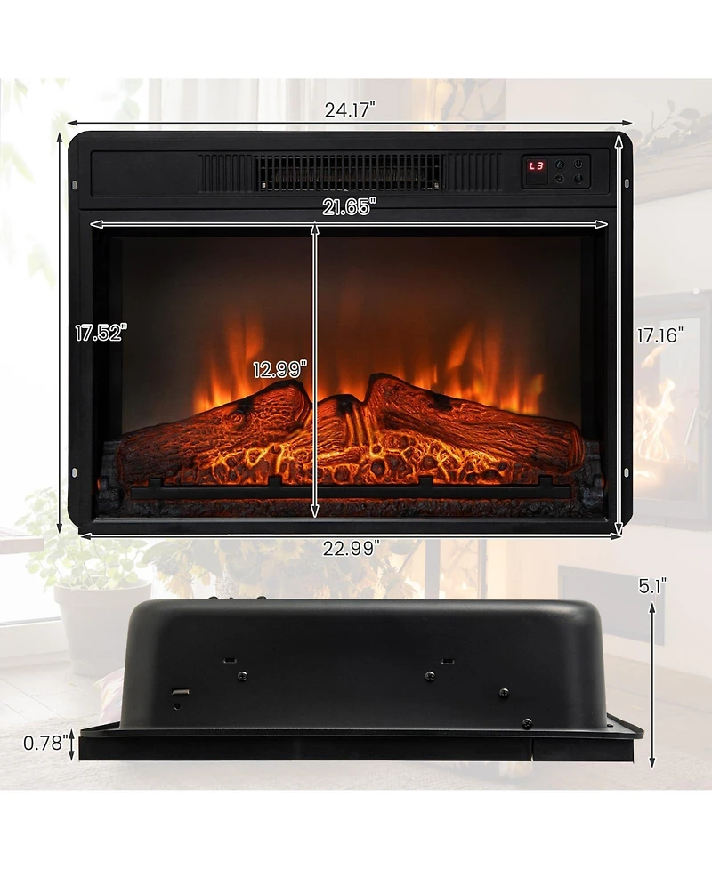 Sugift 18/23 Inch Electric Fireplace Inserted with Adjustable Led Flame-23 inches