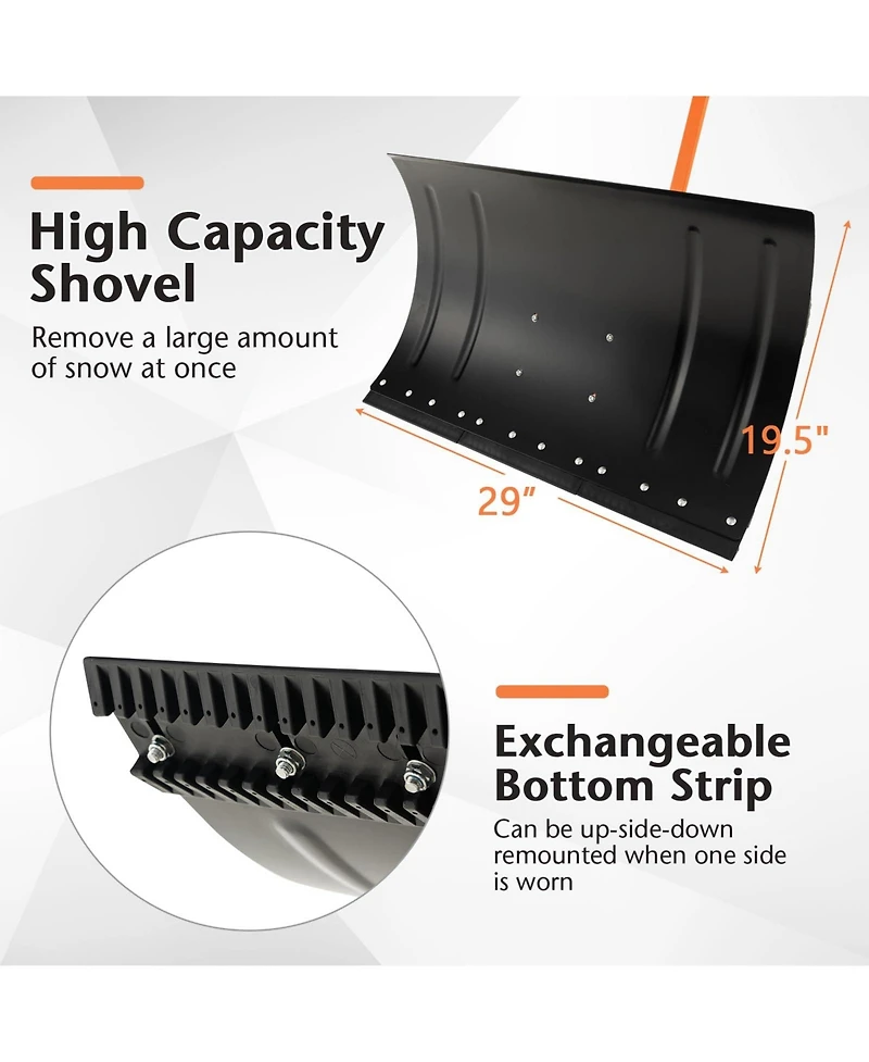 Sugift 29 Inches Snow Pusher for Driveway