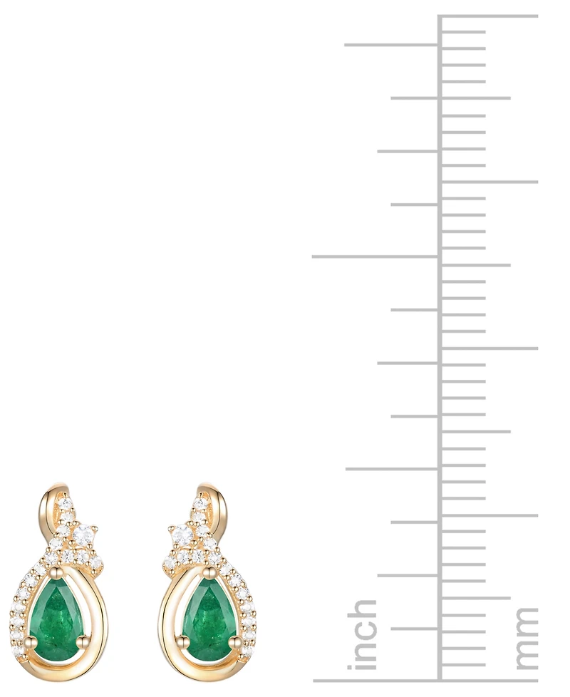 Emerald (1/2 ct. t.w.) & Diamond (1/10 Pear Drop Earrings 14k Gold (Also Ruby Sapphire)