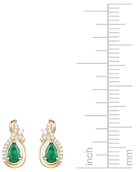 Emerald (1/2 ct. t.w.) & Diamond (1/10 Pear Drop Earrings 14k Gold (Also Ruby Sapphire)