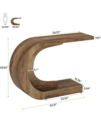Tribesigns 43.3" C-Shaped Console Table, Mid-Century Modern Wood Entryway Hallway Table, Heavy-Duty Entry Accent Table for Hall, Living Room, Entrance