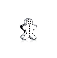 Bling Jewelry Christmas Charm Bead Gingerbread Man Cookie Shape Sterling Silver for Bracelets