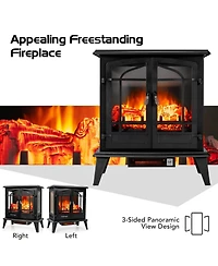 Sugift 25 Inch Freestanding Electric Fireplace Heater with Realistic Flame effect