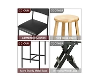 Bar Stools Set of 4, Kitchen with Footrest, 25.5 Inches Upholstered Chairs Back, 4 Counter Height Barstools for Bar, Islan