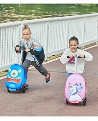 GoPowerBike GoVoyage 3-Wheel Kids Luggage Scooter with Light-Up Wheels | Blue