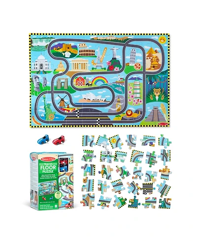 Melissa and Doug Race Track Floor Puzzle and Play Set