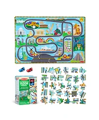 Melissa and Doug Race Track Floor Puzzle and Play Set
