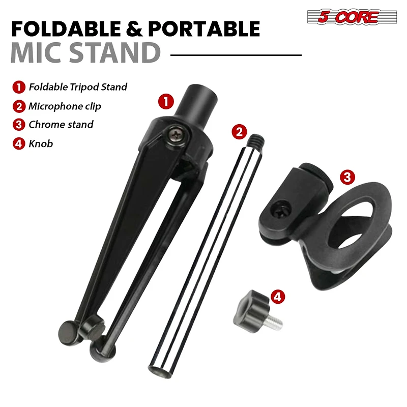 5 Core Desktop Mic Stand Tripod Universal Desk Microphone Holder Table Top Stands