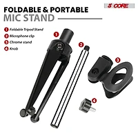 5 Core Desktop Mic Stand Tripod Universal Desk Microphone Holder Table Top Stands