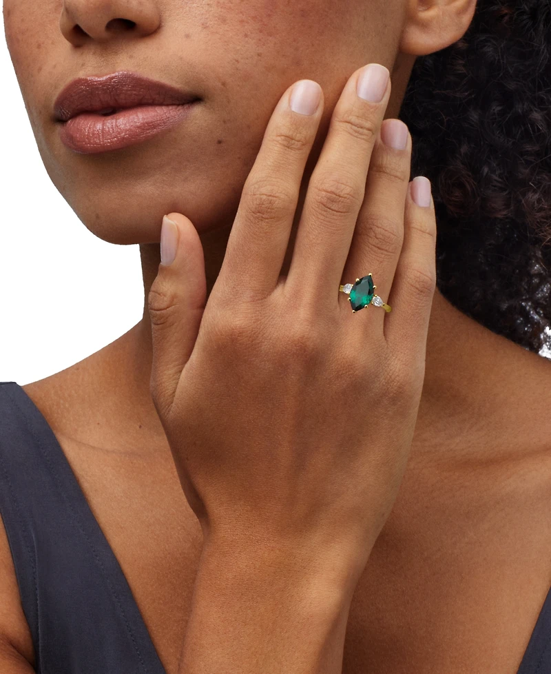 Grown With Love Lab Ruby (3-1/3 ct. t.w.) & Diamond (1/2 Marquise Ring 14k Gold (Also Emerald Sa