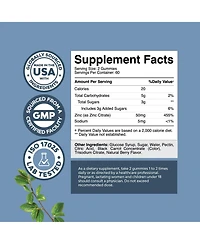 Extra Strength Zinc Gummies for Adults, Chewable Zinc Citrate 50mg Immunity Gummies, Gluten & Gelatin Free Non-gmo, Mixed Berry, Nature's Craft, 120ct