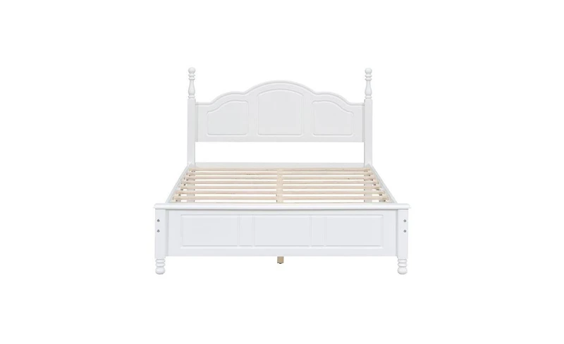 Slickblue Full Size Wood Platform Bed Frame Retro Style Platform Bed with Wooden Slat Support