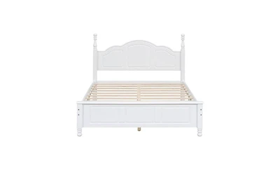 Slickblue Full Size Wood Platform Bed Frame Retro Style Platform Bed with Wooden Slat Support