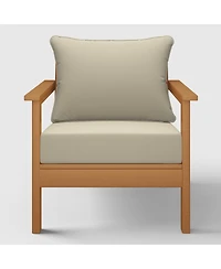 WestinTrends Outdoor Modern Hdpe Patio Teak Club Chairs with Deep Seat Cushions (Set of 2)