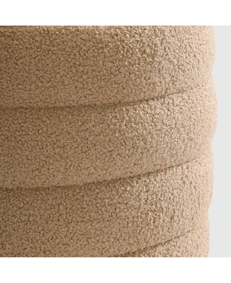 WestinTrends Mid-Century Modern Faux Sherpa Round Storage Ottoman