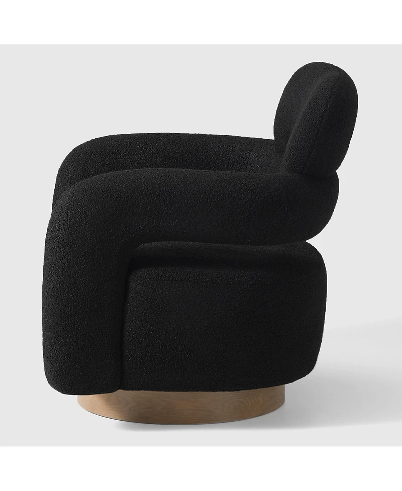 WestinTrends Mid-Century Modern Faux Sherpa Swivel Barrel Accent Chair