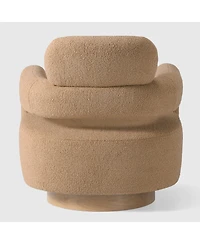 WestinTrends Mid-Century Modern Faux Sherpa Swivel Barrel Accent Chair