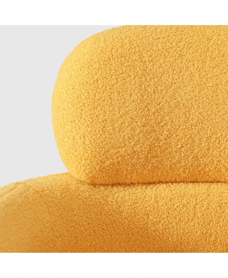 WestinTrends Mid-Century Modern Faux Sherpa Swivel Barrel Accent Chair