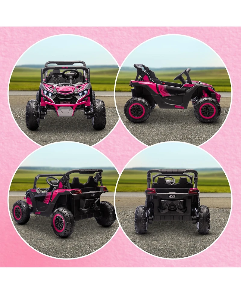Qaba 24V 7AH Ride on Car, 2 Seater 4 Mph Ride on Utv w/ Music,