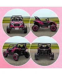 Qaba 24V 7AH Ride on Car, 2 Seater 4 Mph Ride on Utv w/ Music,