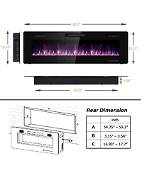 Sugift 60 Inch Ultra Thin Electric Fireplace with 2 Heat Settings