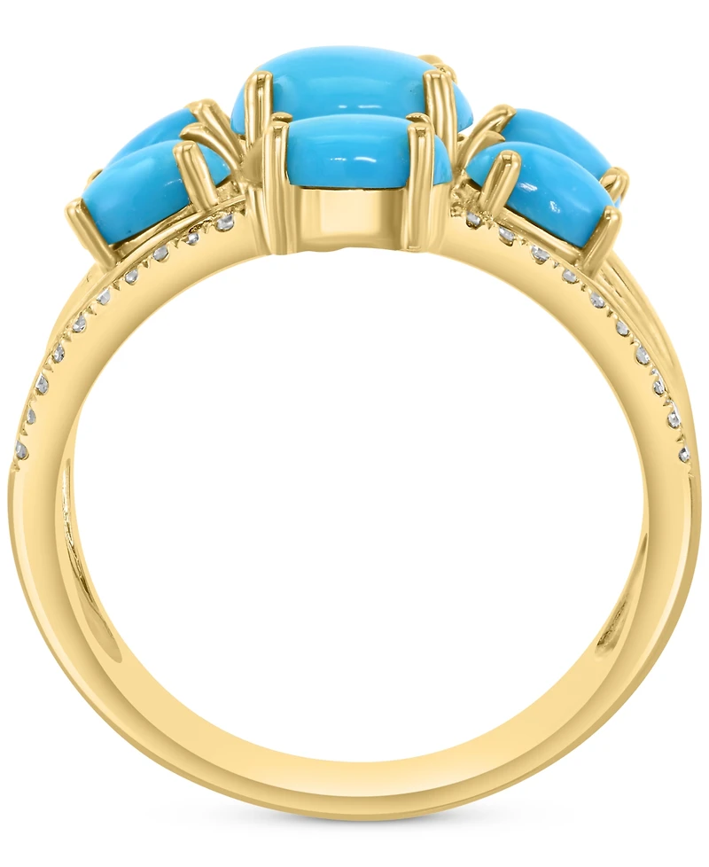 Effy Turquoise & Diamond (1/4 ct. t.w.) Multirow Statement Ring in 14k Gold