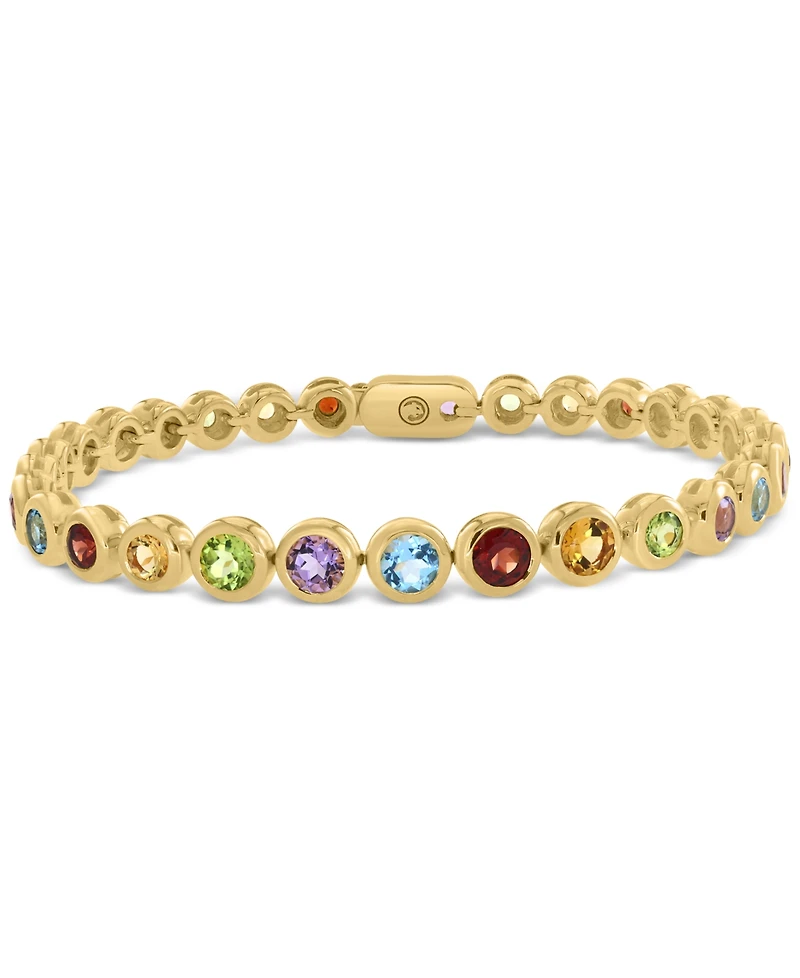 Effy Multi-Gemstone Bezel Tennis Bracelet (6-3/4 ct. t.w.) in Gold Over Silver