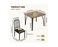 3 Pieces Dining Table Set for 2, Room Small Kitchen 2 with Upholstered Chairs, Dinner