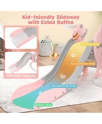 Gouun 4-in-1 Kids Slide and Swing Set with Basketball Hoop