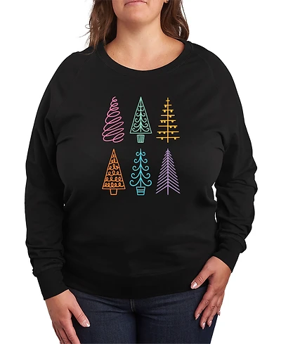 Hybrid Apparel Plus Trendy Christmas Trees Graphic Pullover Top