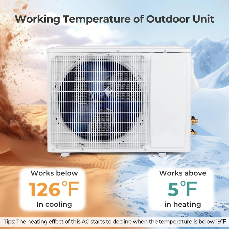 12000 Btu 22 SEER2 208-230V Wifi Enabled Mini Split Air Conditioner and Heater