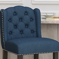Set of 2 Wingback Counter Stools with Button-Tufted Back & Nailhead Accents-The Pop Home