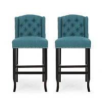 31" Tufted Wingback Bar Stools,Set of 2,for Kitchen Island or Bar-The Pop Home