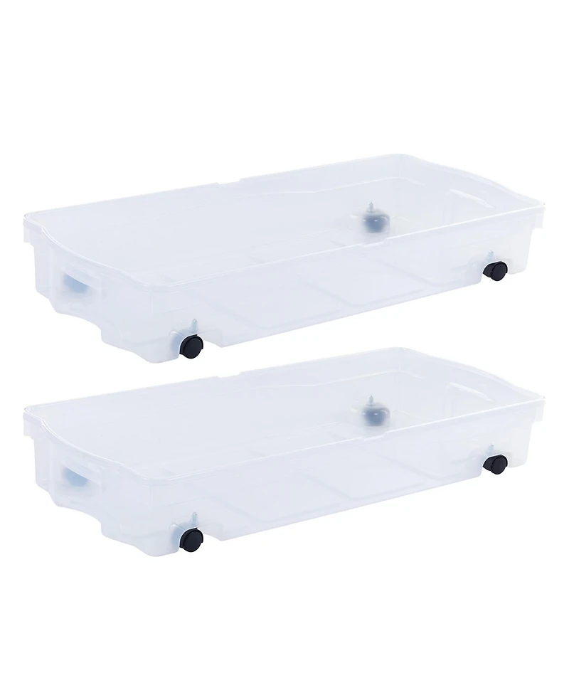 Rubbermaid 70 Qt Under Bed Wheeled Storage Boxes with Dual Hinged Lids (2 Pack)