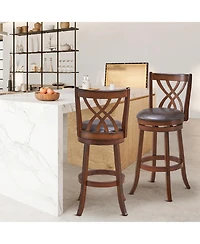 Gouun 360° Swivel Counter Height Chairs with Pu Leather Cushioned Seat and Footrests-30 inches