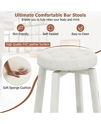 Gouun 360-Degree Swivel Upholstered Rubberwood Frame Bar Stool Set of 2 with Footrest- inches