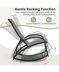 Gouun 2-in-1 Outdoor Rocking Chair with 4-Position Adjustable Backrest for Patio Porch Poolside