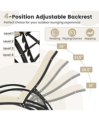 Gouun 2-in-1 Outdoor Rocking Chair with 4-Position Adjustable Backrest for Patio Porch Poolside