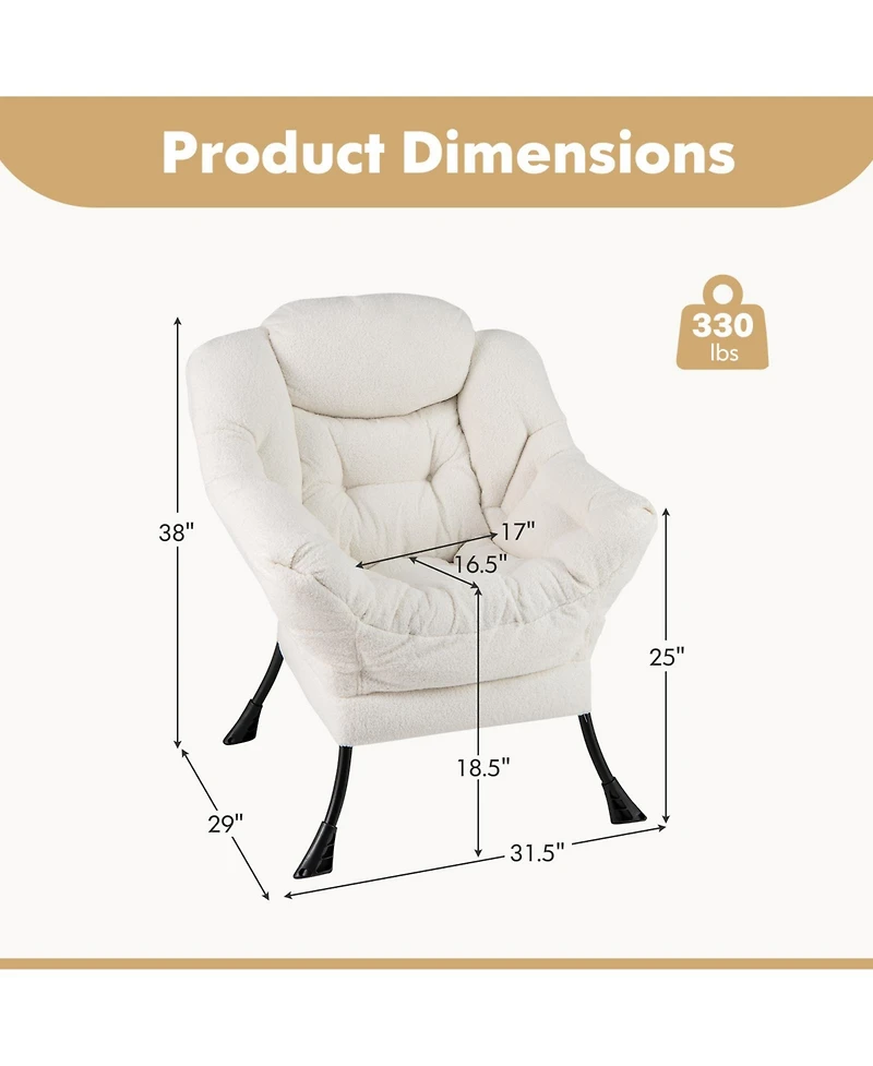 Gouun Sherpa Upholstered Accent Chair with Cozy Head Pillow