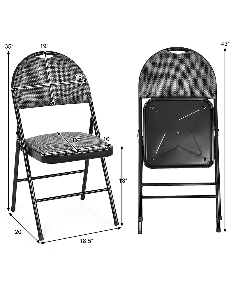 Gouun Set of 6 Folding Fabric Upholstered Metal Chairs