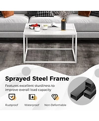 Gouun Modern Glass Square Table with Metal Frame for Living Room