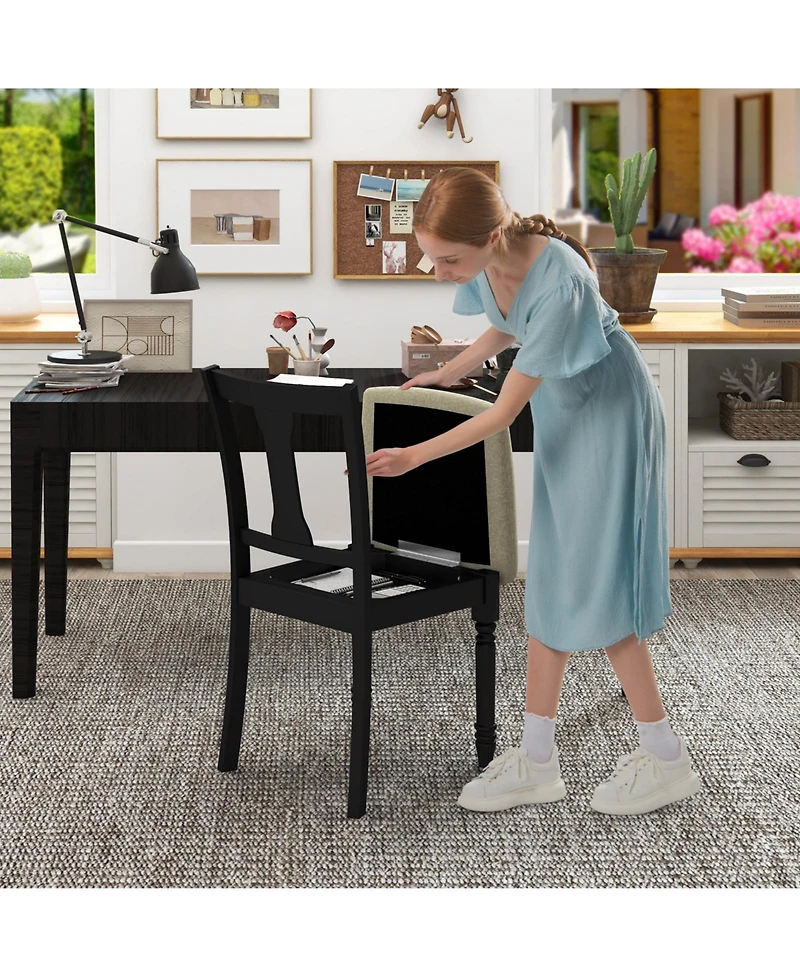 Gouun Kitchen Dining Chair with Linen Fabric and Storage Space