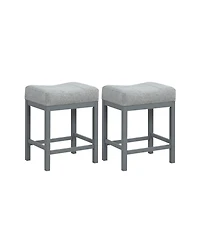 Gouun 24.5 Inches Linen Fabric Saddle Stools Set of 2 with Cushioned Seat