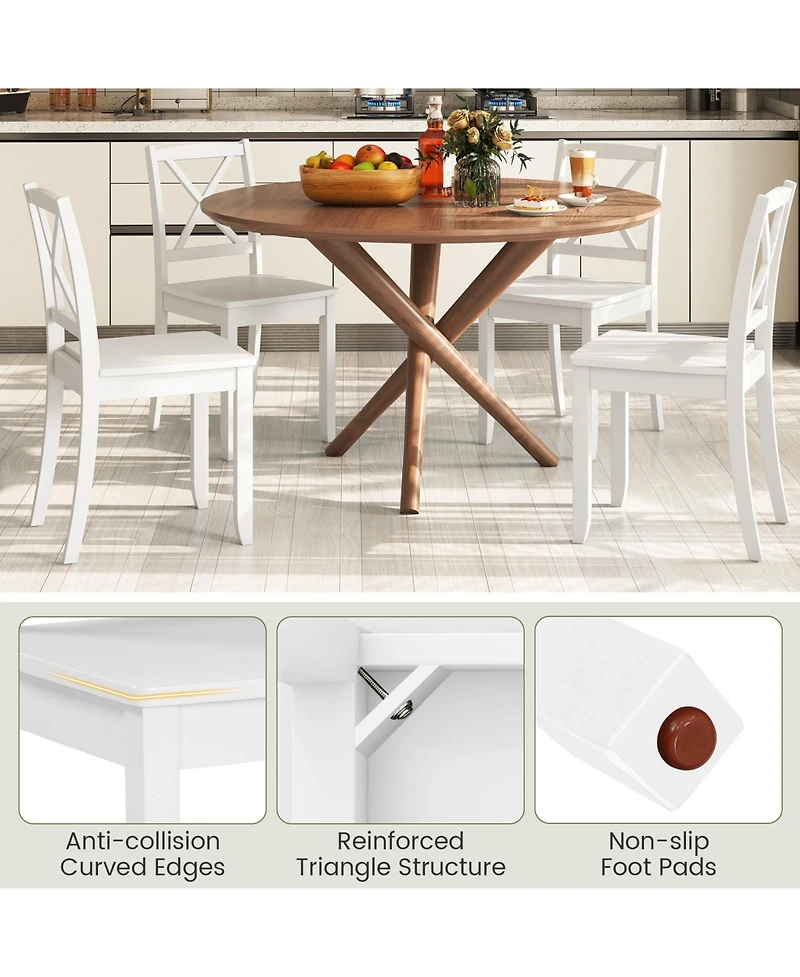 Gouun Wood Dining Chair Set of 2 with Rubber Wood Legs and Curved Backrest